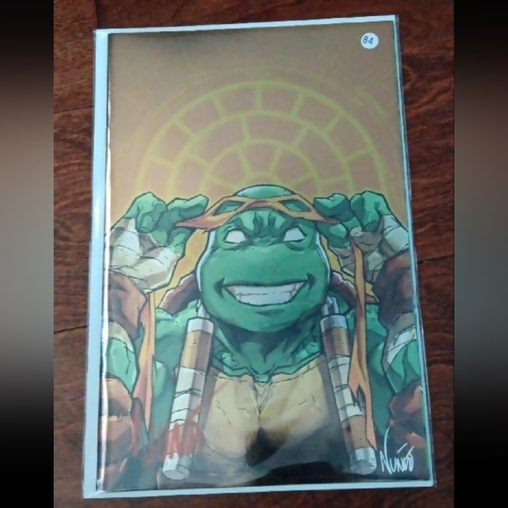 T.M.N.T. #1 SDCC Virgin Foil Michelangelo Eddie Nunez Signed With COA Comic Book